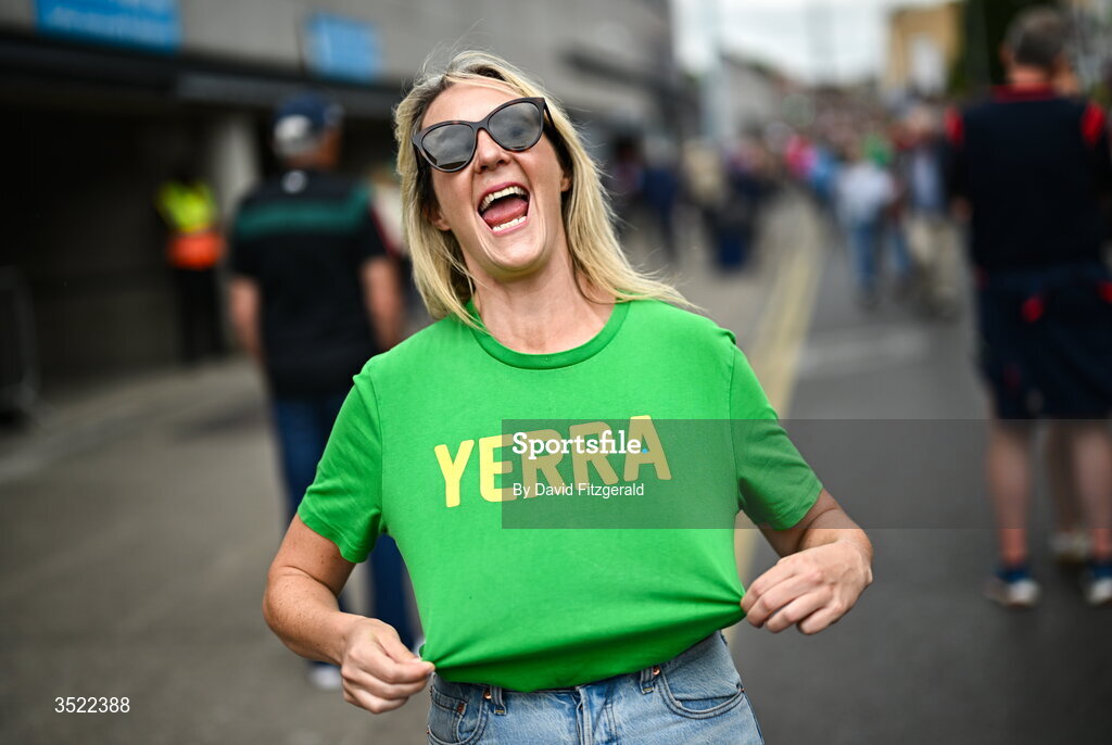 26 July 2026; Kerry supporter Aideen Garry before the GAA Football All-Ireland Senior Championship final match between Kerry and Mayo at Croke Park in Dublin. Photo by David Fitzgerald/Sportsfile