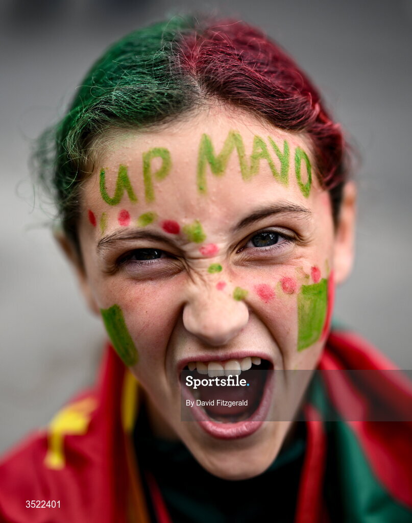 26 July 2026; Mayo supporter Lauren Nester before the GAA Football All-Ireland Senior Championship final match between Kerry and Mayo at Croke Park in Dublin. Photo by David Fitzgerald/Sportsfile