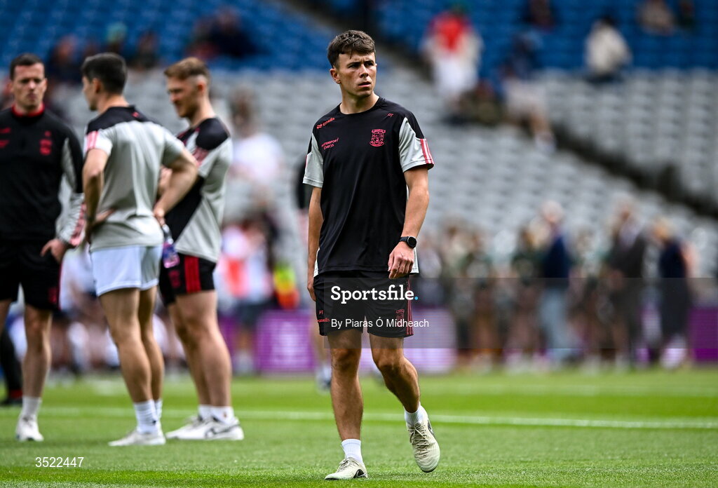 26 July 2026; Paul Towey of Mayo walks the pitch before the GAA Football All-Ireland Senior Championship final match between Kerry and Mayo at Croke Park in Dublin. Photo by Piaras Ó Mídheach/Sportsfile