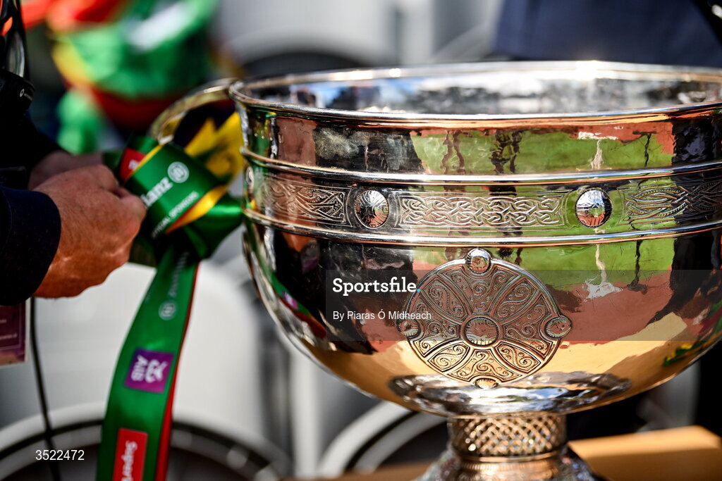 26 July 2026; The Sam Maguire Cup is seen before the GAA Football All-Ireland Senior Championship final match between Kerry and Mayo at Croke Park in Dublin. Photo by Piaras Ó Mídheach/Sportsfile