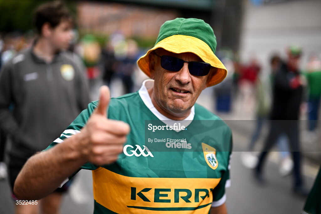 26 July 2026; A Kerry supporter before the GAA Football All-Ireland Senior Championship final match between Kerry and Mayo at Croke Park in Dublin. Photo by David Fitzgerald/Sportsfile