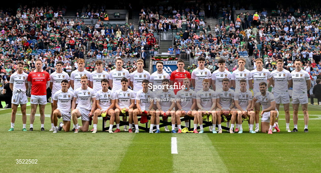 26 July 2026; The Mayo squad pose for a team photograph ahead of the GAA Football All-Ireland Senior Championship final match between Kerry and Mayo at Croke Park in Dublin. Photo by David Fitzgerald/Sportsfile