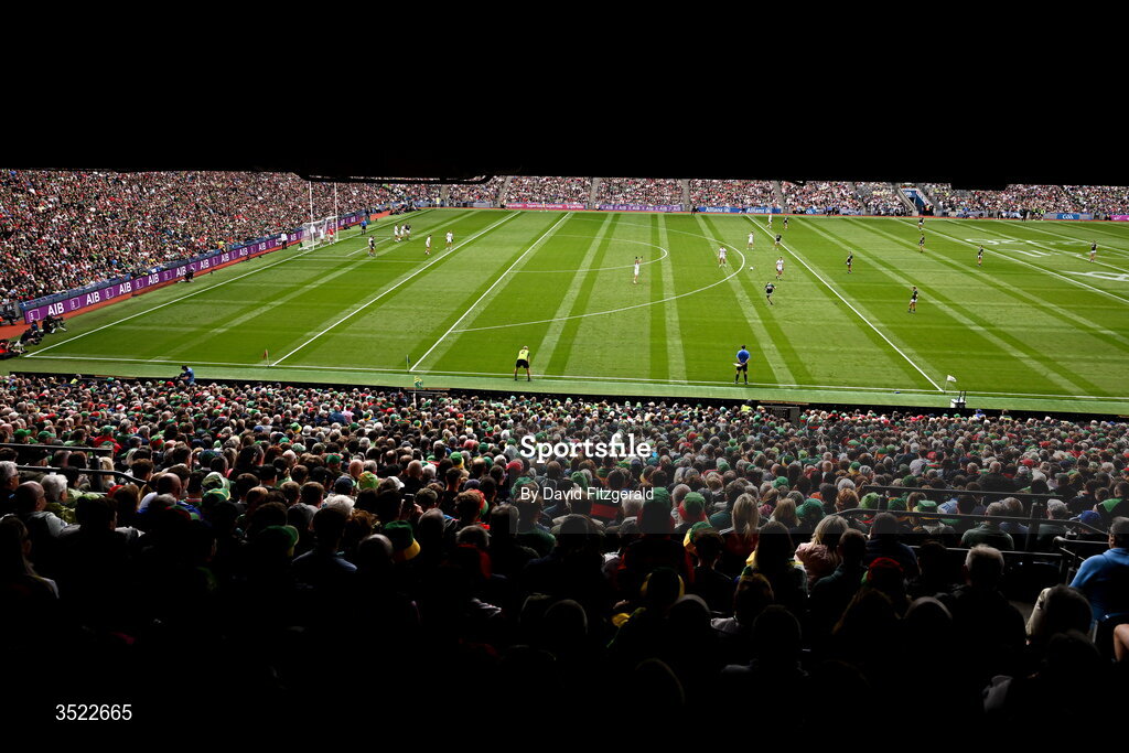 26 July 2026; A general view of action during the GAA Football All-Ireland Senior Championship final match between Kerry and Mayo at Croke Park in Dublin. Photo by David Fitzgerald/Sportsfile