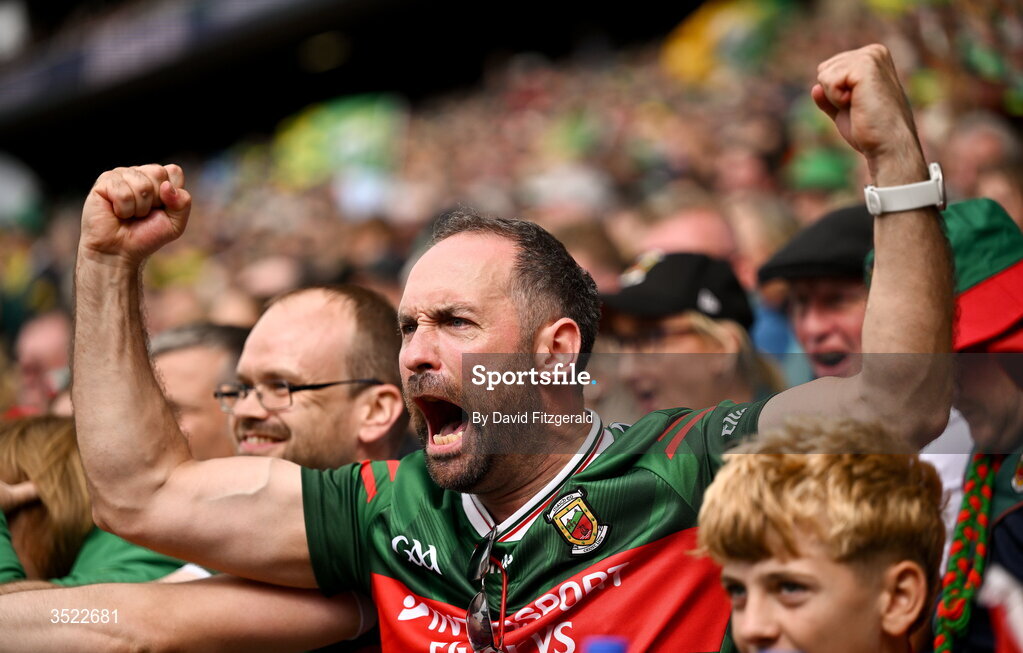 26 July 2026; Mayo suppporters react during the GAA Football All-Ireland Senior Championship final match between Kerry and Mayo at Croke Park in Dublin. Photo by David Fitzgerald/Sportsfile