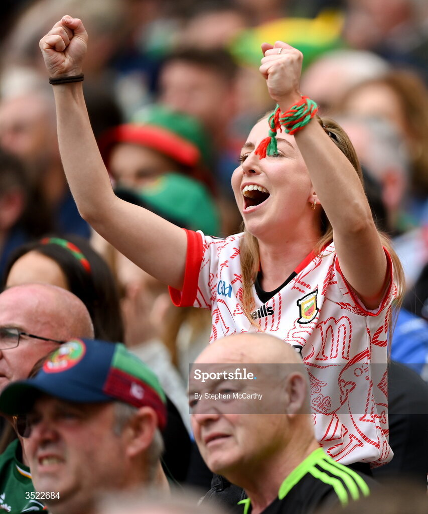 26 July 2026; Mayo supporters react during the GAA Football All-Ireland Senior Championship final match between Kerry and Mayo at Croke Park in Dublin. Photo by Stephen McCarthy/Sportsfile