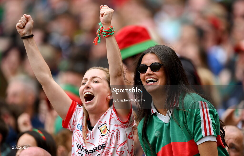 26 July 2026; Mayo supporters react during the GAA Football All-Ireland Senior Championship final match between Kerry and Mayo at Croke Park in Dublin. Photo by Stephen McCarthy/Sportsfile