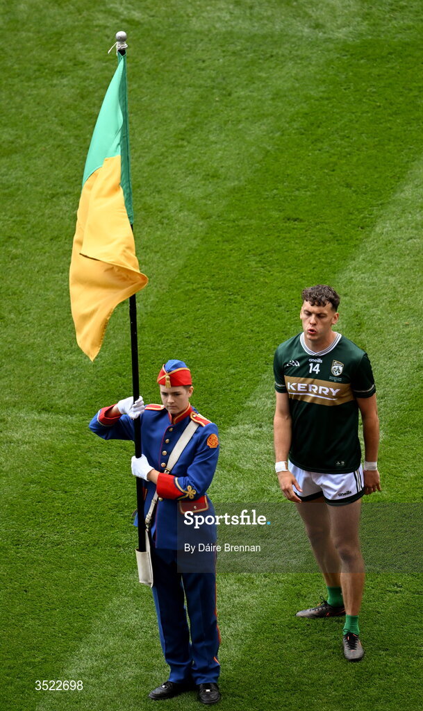 26 July 2026; Kerry captain David Clifford ahead of the GAA Football All-Ireland Senior Championship final match between Kerry and Mayo at Croke Park in Dublin. Photo by Daire Brennan/Sportsfile