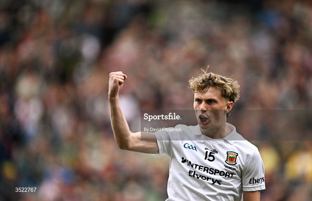 26 July 2026; Kobe McDonald of Mayo celebrates during the GAA Football All-Ireland Senior Championship final match between Kerry and Mayo at Croke Park in Dublin. Photo by David Fitzgerald/Sportsfile