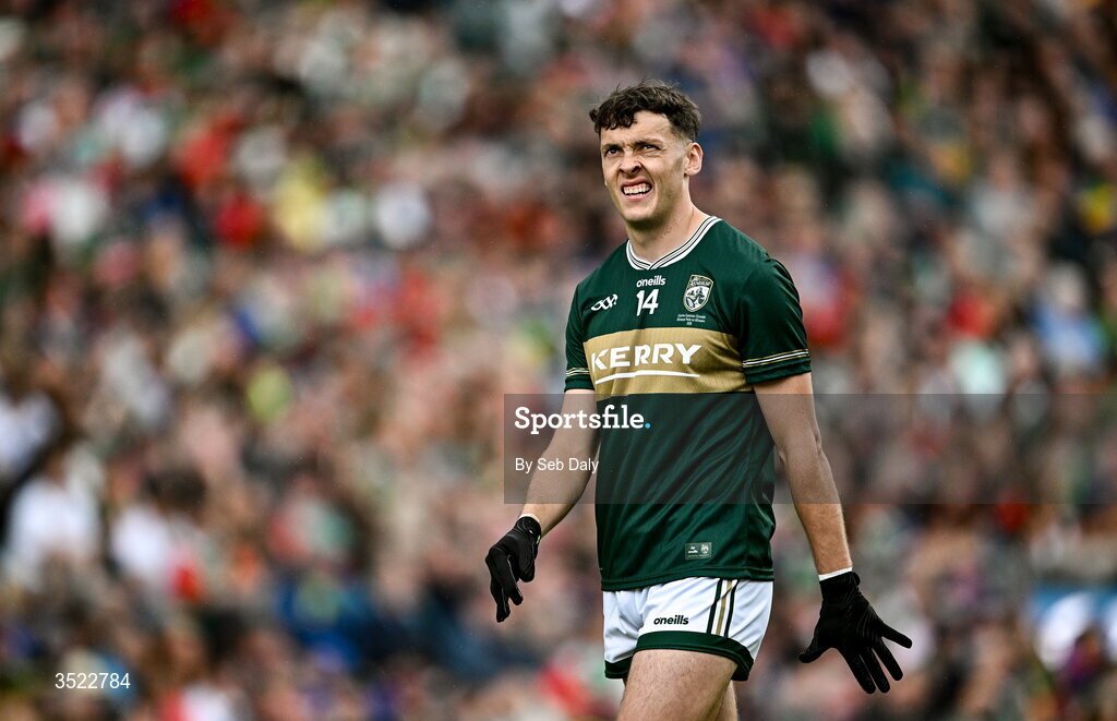 26 July 2026; David Clifford of Kerry during the GAA Football All-Ireland Senior Championship final match between Kerry and Mayo at Croke Park in Dublin. Photo by Seb Daly/Sportsfile