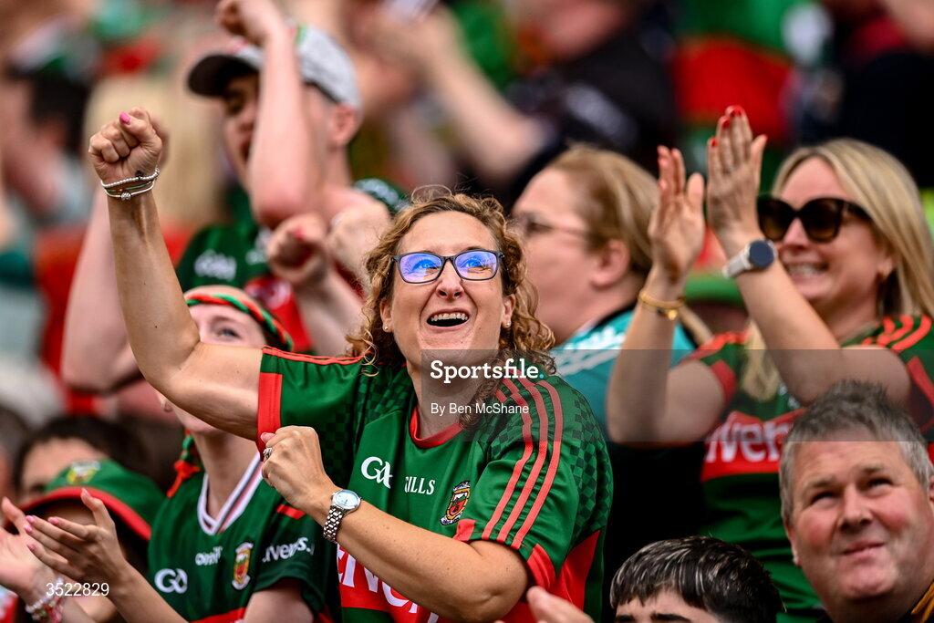 26 July 2026; Mayo supporters during the GAA Football All-Ireland Senior Championship final match between Kerry and Mayo at Croke Park in Dublin. Photo by Ben McShane/Sportsfile