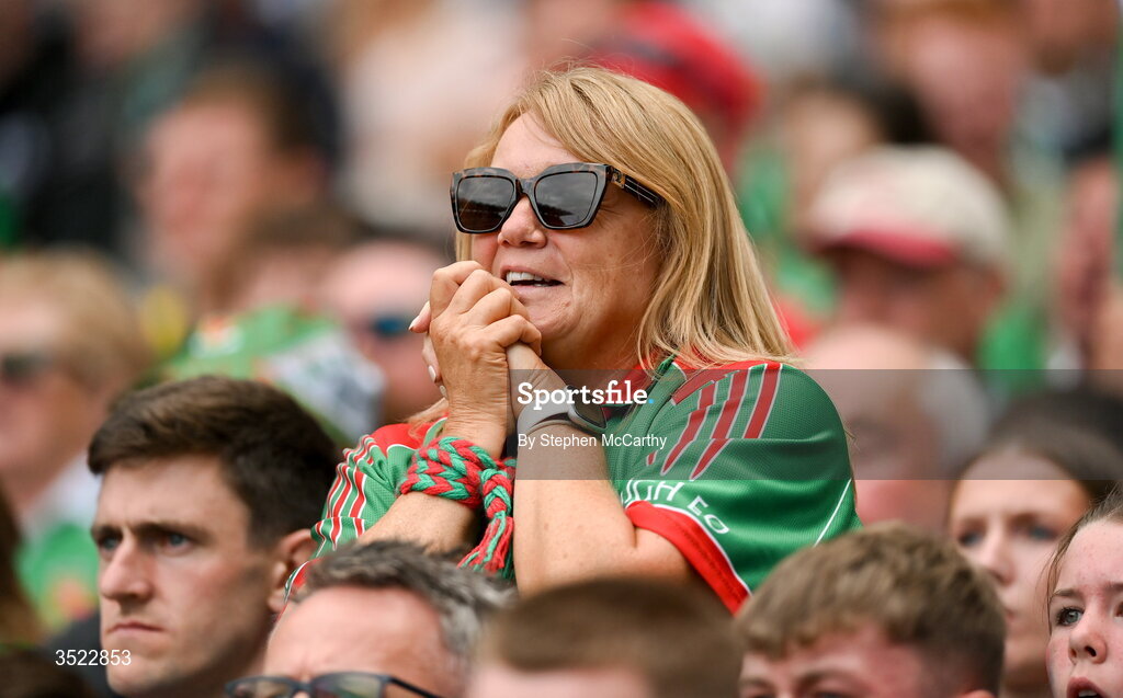 26 July 2026; Mayo supporters during the GAA Football All-Ireland Senior Championship final match between Kerry and Mayo at Croke Park in Dublin. Photo by Stephen McCarthy/Sportsfile