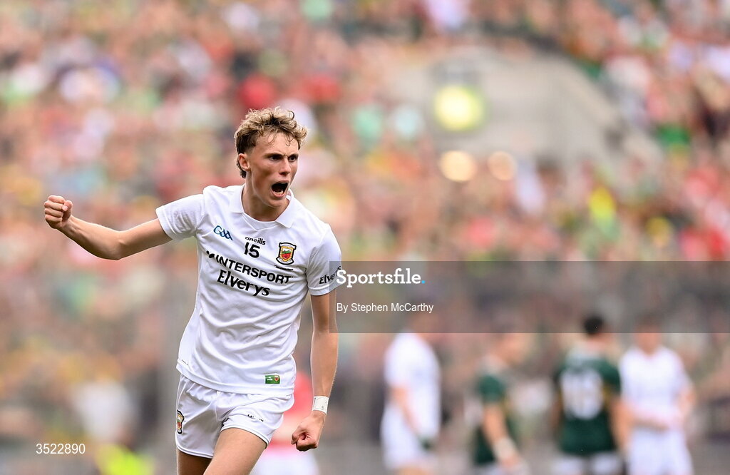 26 July 2026; Kobe McDonald of Mayo during the GAA Football All-Ireland Senior Championship final match between Kerry and Mayo at Croke Park in Dublin. Photo by Stephen McCarthy/Sportsfile