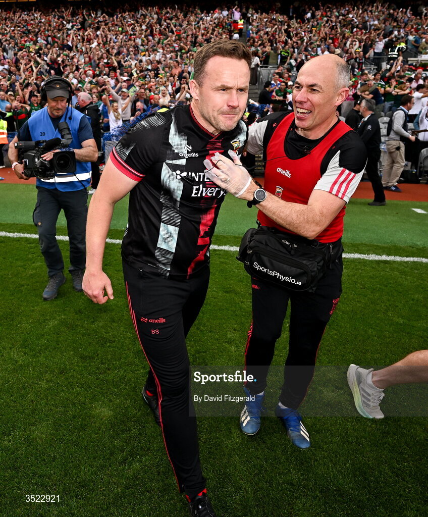 26 July 2026; Mayo manager Andy Moran after his side's victory in the GAA Football All-Ireland Senior Championship final match between Kerry and Mayo at Croke Park in Dublin. Photo by David Fitzgerald/Sportsfile