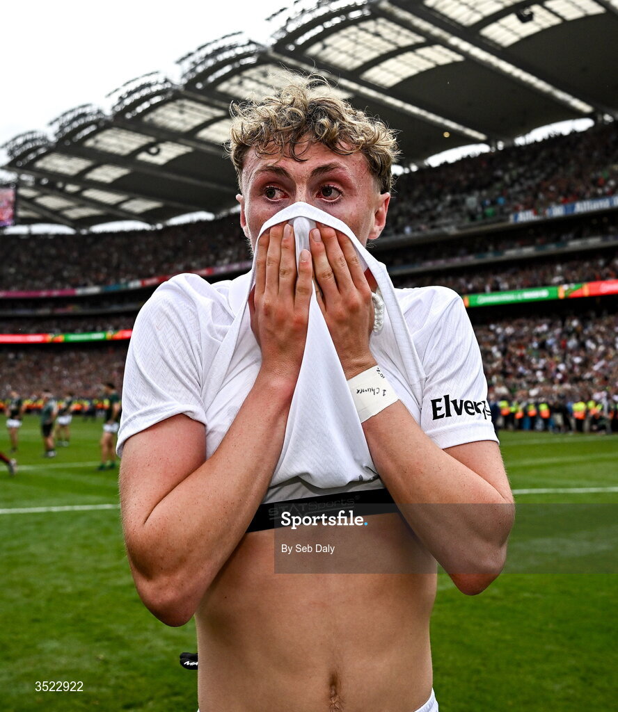 26 July 2026; Kobe McDonald of Mayo after his side's victory in the GAA Football All-Ireland Senior Championship final match between Kerry and Mayo at Croke Park in Dublin. Photo by Seb Daly/Sportsfile