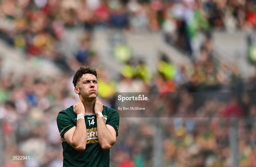 26 July 2026; David Clifford of Kerry after the GAA Football All-Ireland Senior Championship final match between Kerry and Mayo at Croke Park in Dublin. Photo by Ben McShane/Sportsfile