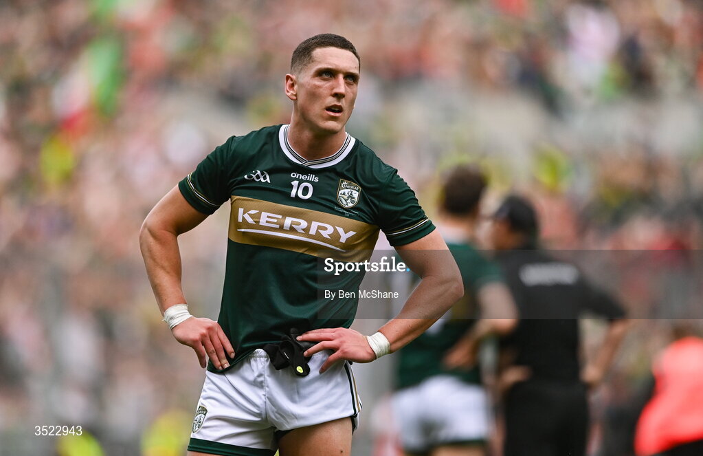 26 July 2026; Joe O'Connor of Kerry after the GAA Football All-Ireland Senior Championship final match between Kerry and Mayo at Croke Park in Dublin. Photo by Ben McShane/Sportsfile
