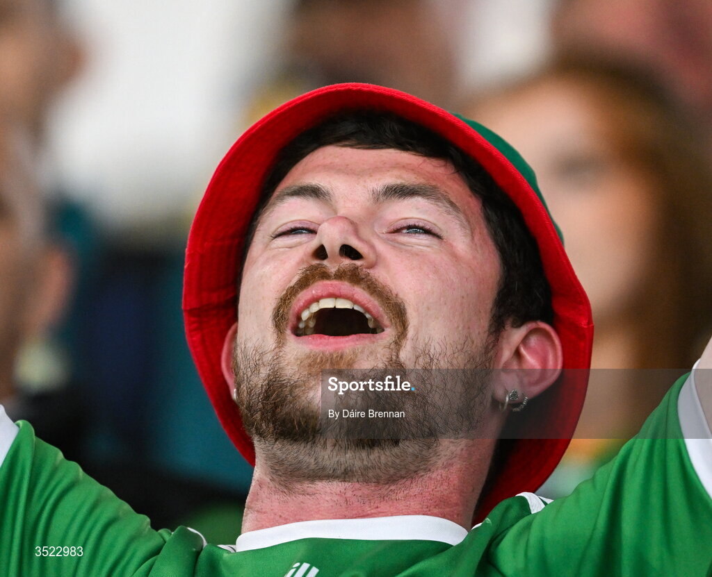 26 July 2026; A happy Mayo supporter after the GAA Football All-Ireland Senior Championship final match between Kerry and Mayo at Croke Park in Dublin. Photo by Daire Brennan/Sportsfile