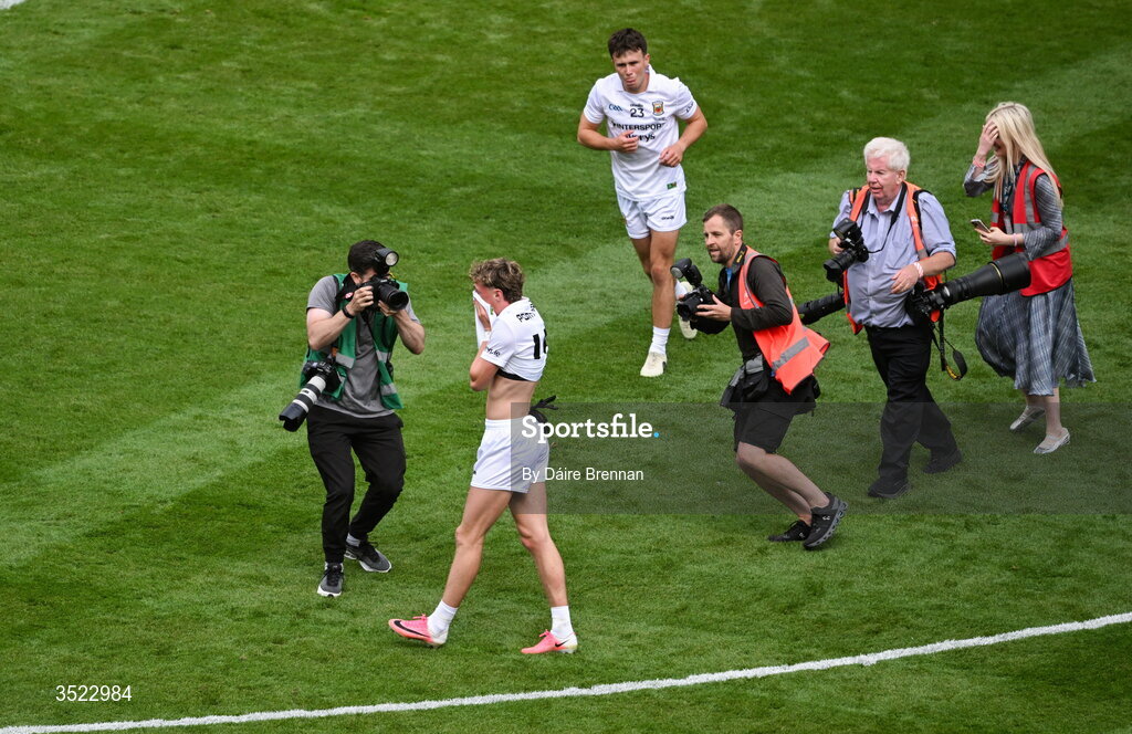 26 July 2026; Kobe McDonald of Mayo celebrates after the GAA Football All-Ireland Senior Championship final match between Kerry and Mayo at Croke Park in Dublin. Photo by Daire Brennan/Sportsfile