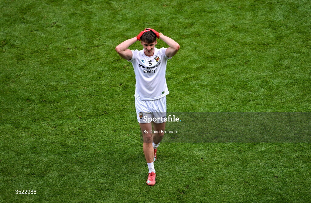 26 July 2026; Sam Callinan of Mayo celebrates after the GAA Football All-Ireland Senior Championship final match between Kerry and Mayo at Croke Park in Dublin. Photo by Daire Brennan/Sportsfile