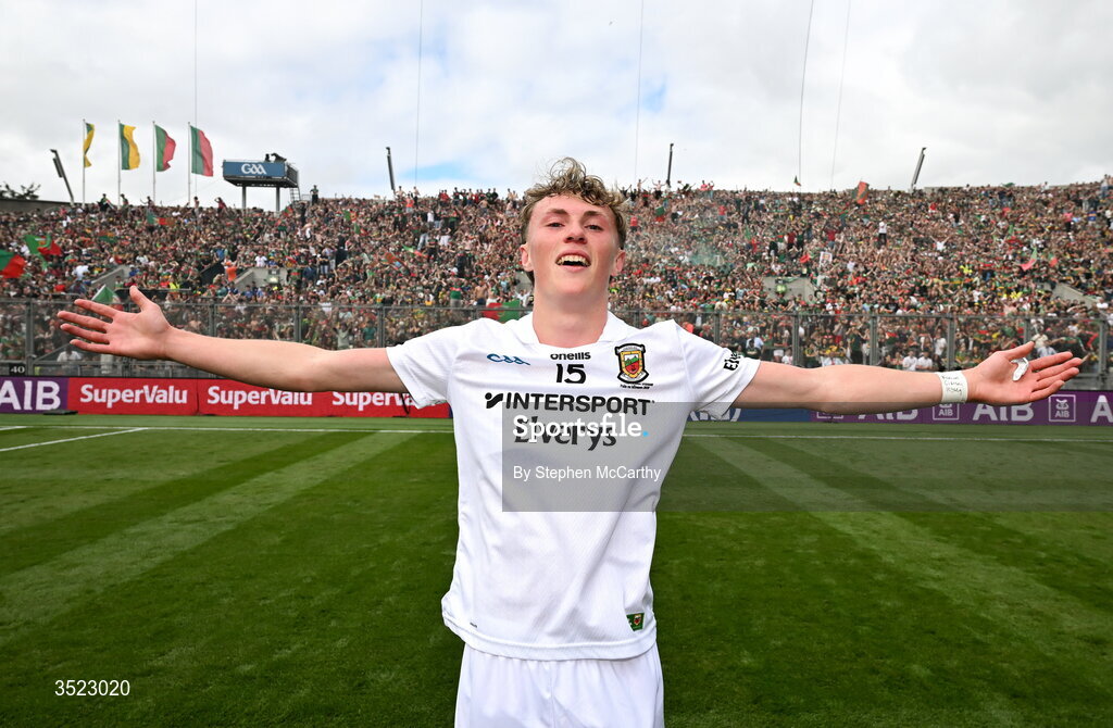 26 July 2026; Kobe McDonald of Mayo after the GAA Football All-Ireland Senior Championship final match between Kerry and Mayo at Croke Park in Dublin. Photo by Stephen McCarthy/Sportsfile