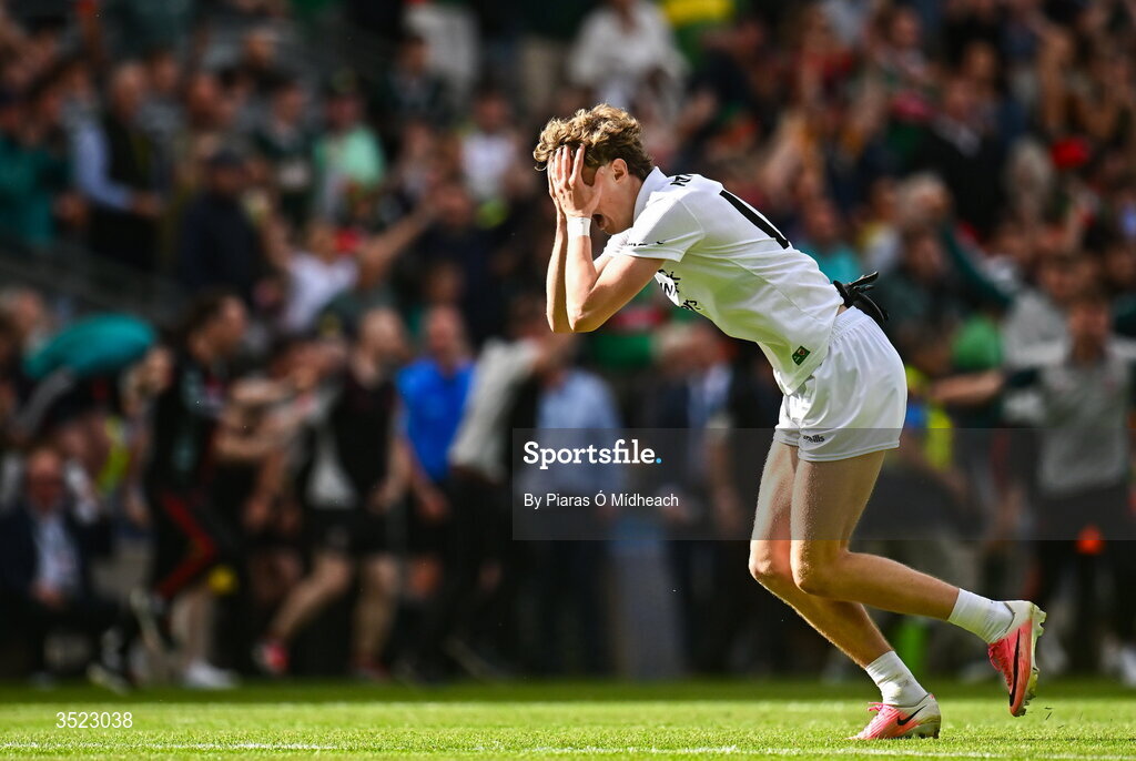 26 July 2026; Kobe McDonald of Mayo after the GAA Football All-Ireland Senior Championship final match between Kerry and Mayo at Croke Park in Dublin. Photo by Piaras Ó Mídheach/Sportsfile