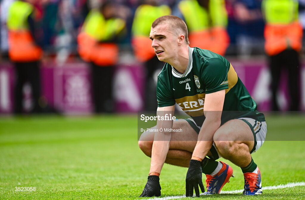 26 July 2026; Dylan Casey of Kerry after the GAA Football All-Ireland Senior Championship final match between Kerry and Mayo at Croke Park in Dublin. Photo by Piaras Ó Mídheach/Sportsfile