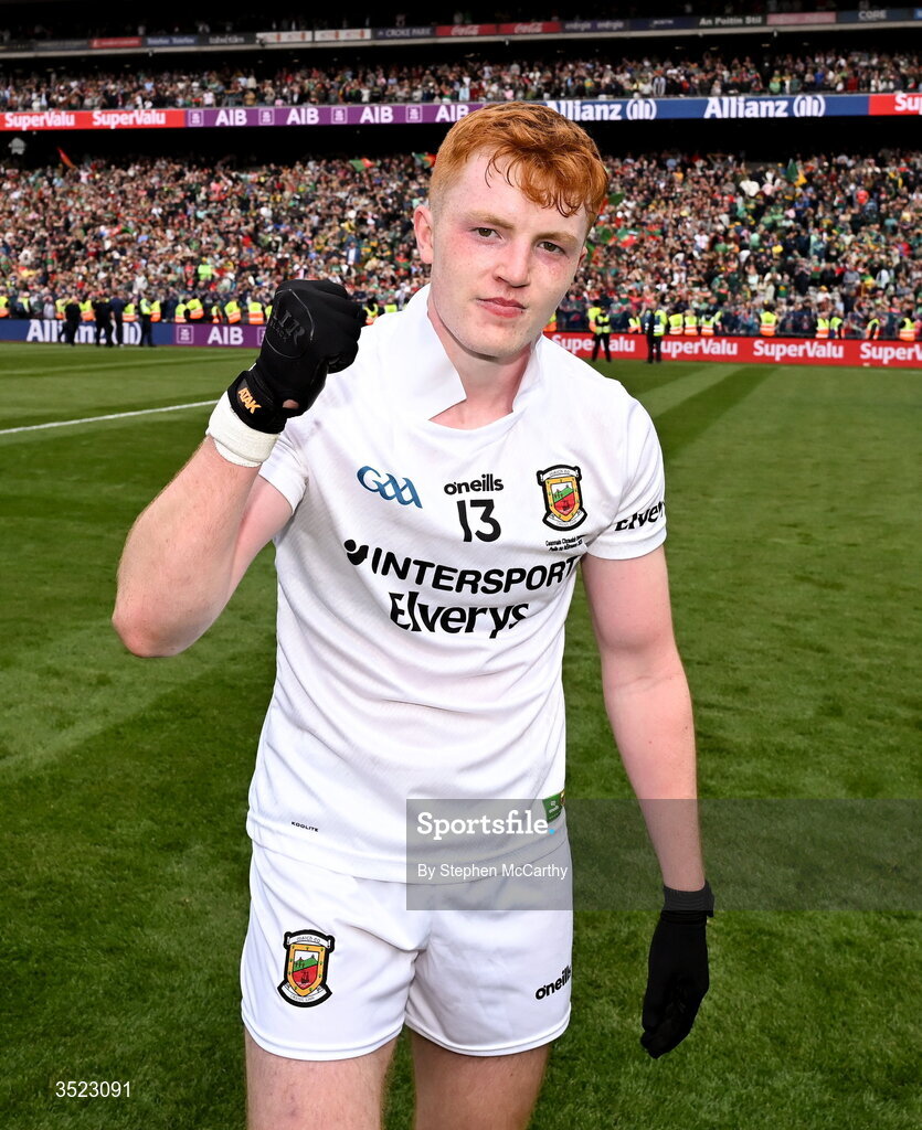 26 July 2026; Darragh Beirne of Mayo after the GAA Football All-Ireland Senior Championship final match between Kerry and Mayo at Croke Park in Dublin. Photo by Stephen McCarthy/Sportsfile