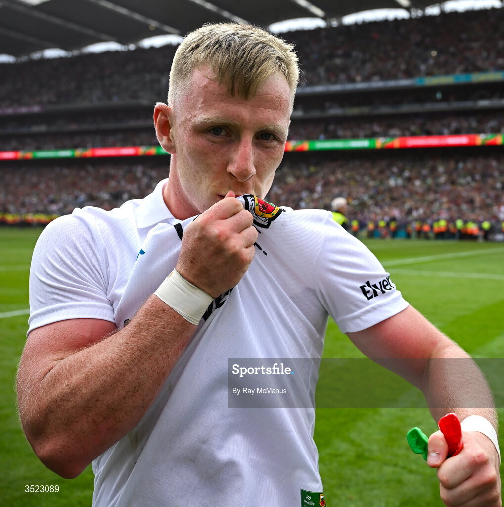 26 July 2026; Ryan O'Donoghue of Mayo after the GAA Football All-Ireland Senior Championship final match between Kerry and Mayo at Croke Park in Dublin. Photo by Ray McManus/Sportsfile