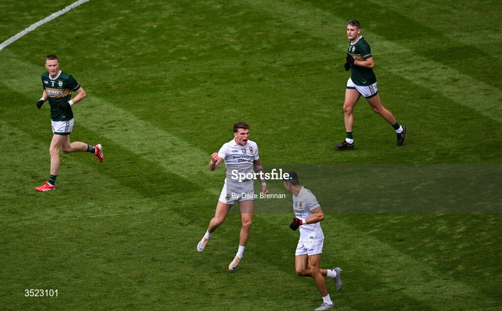 26 July 2026; Jordan Flynn of Mayo celebrates after scoring a second half point during the GAA Football All-Ireland Senior Championship final match between Kerry and Mayo at Croke Park in Dublin. Photo by Daire Brennan/Sportsfile