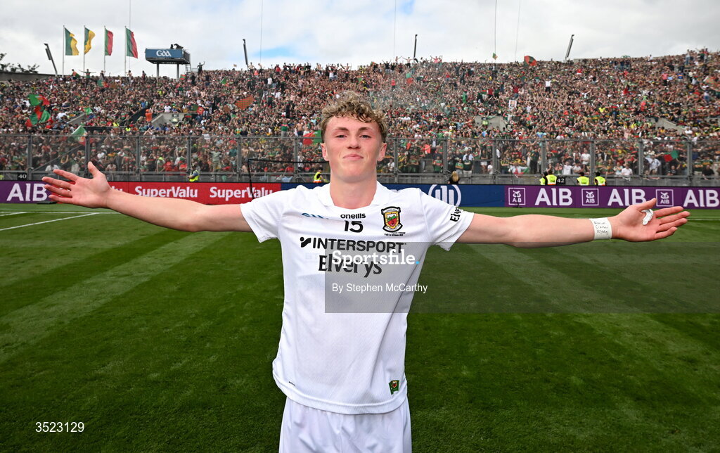 26 July 2026; Kobe McDonald of Mayo after the GAA Football All-Ireland Senior Championship final match between Kerry and Mayo at Croke Park in Dublin. Photo by Stephen McCarthy/Sportsfile