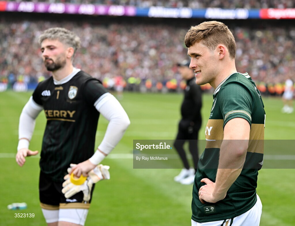 26 July 2026; Gavin White of Kerry and goalkeeper Shane Murphy after the GAA Football All-Ireland Senior Championship final match between Kerry and Mayo at Croke Park in Dublin. Photo by Ray McManus/Sportsfile