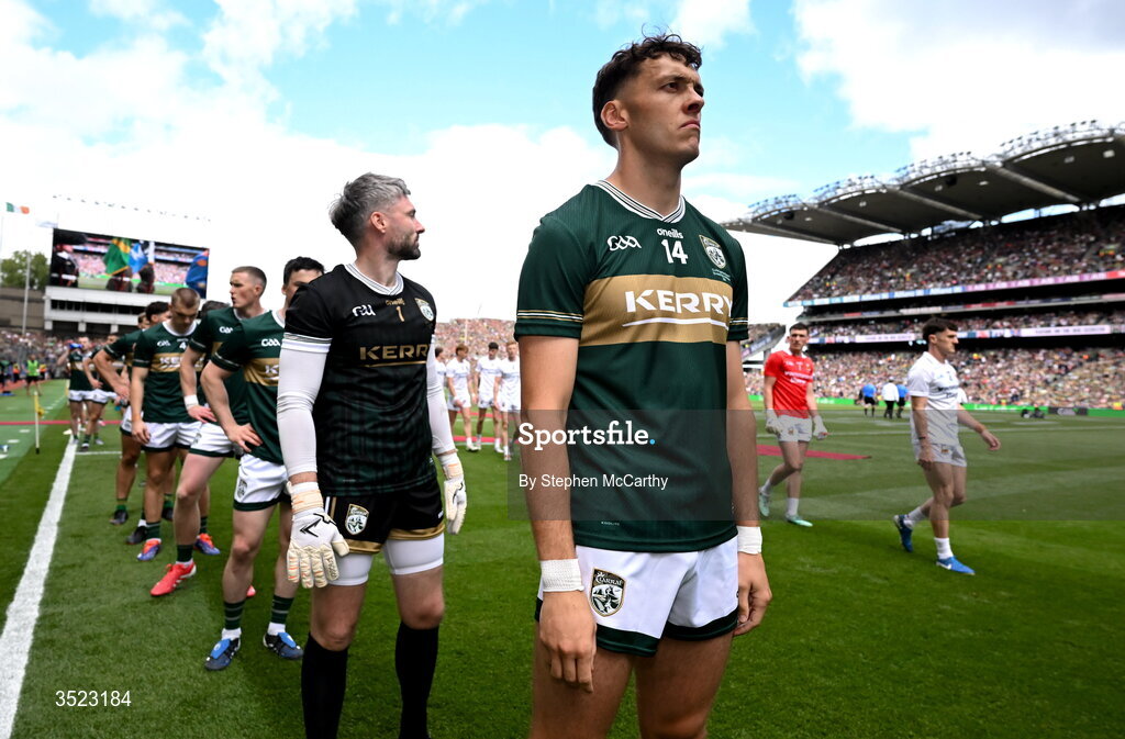 26 July 2026; David Clifford of Kerry before the GAA Football All-Ireland Senior Championship final match between Kerry and Mayo at Croke Park in Dublin. Photo by Stephen McCarthy/Sportsfile