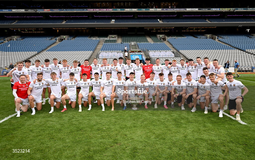 26 July 2026; Mayo players celebrate with the Sam Maguire Cup after the GAA Football All-Ireland Senior Championship final match between Kerry and Mayo at Croke Park in Dublin. Photo by Stephen McCarthy/Sportsfile