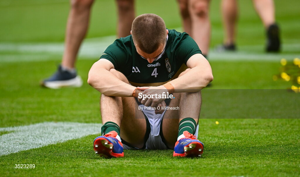 26 July 2026; A dejected Dylan Casey of Kerry after the GAA Football All-Ireland Senior Championship final match between Kerry and Mayo at Croke Park in Dublin. Photo by Piaras Ó Mídheach/Sportsfile