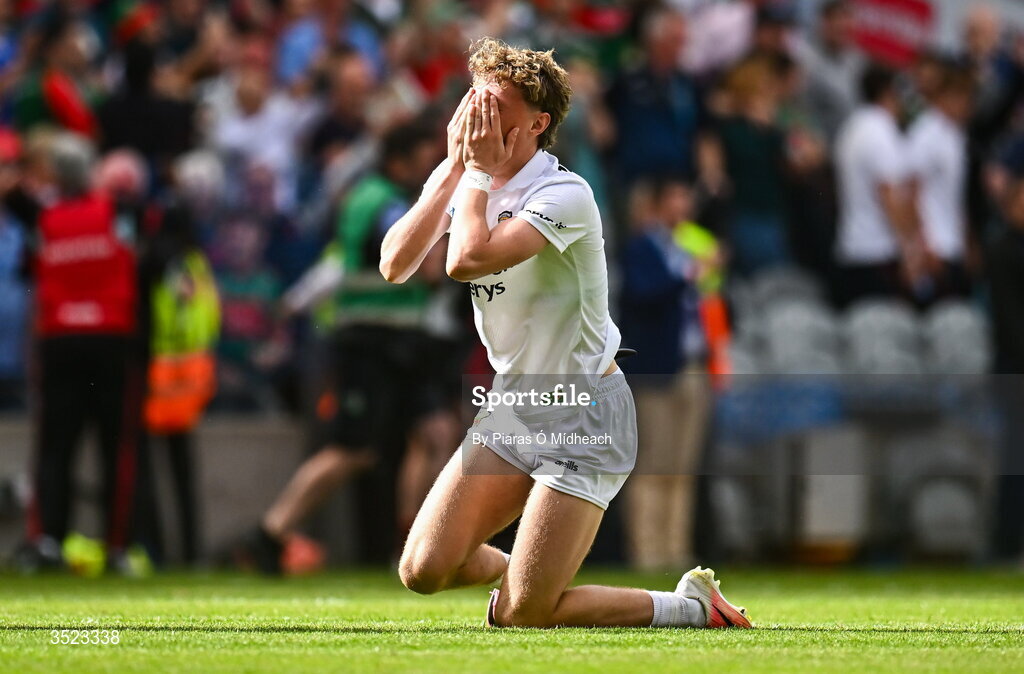 26 July 2026; Kobe McDonald of Mayo celebrates after victory in the GAA Football All-Ireland Senior Championship final match between Kerry and Mayo at Croke Park in Dublin. Photo by Piaras Ó Mídheach/Sportsfile