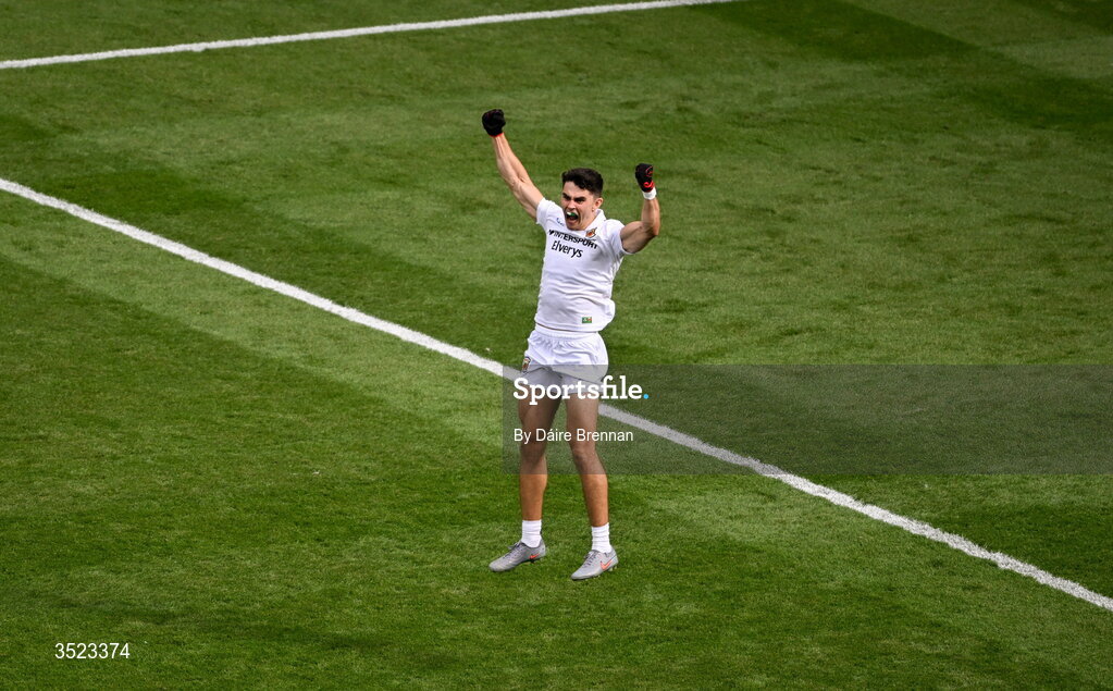 26 July 2026; Tommy Conroy of Mayo celebrates after scoring a late point during the GAA Football All-Ireland Senior Championship final match between Kerry and Mayo at Croke Park in Dublin. Photo by Dáire Brennan/Sportsfile Photo by Daire Brennan/Sportsfile