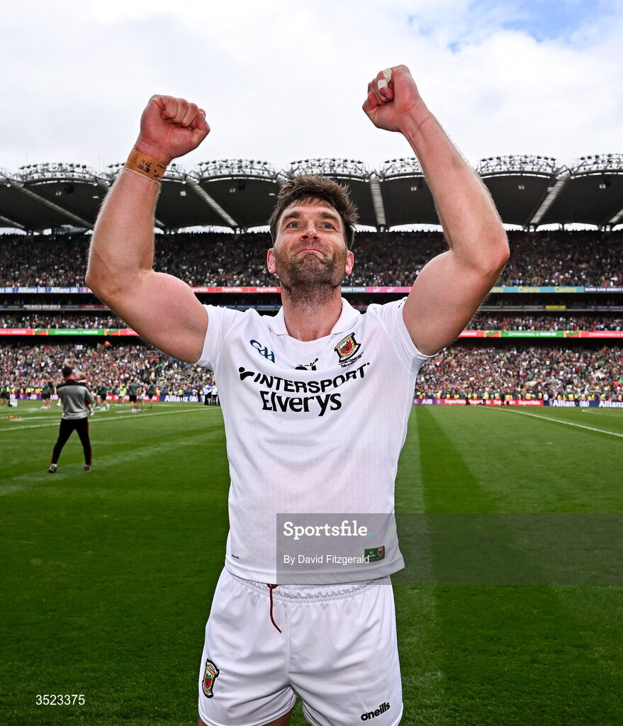 26 July 2026; Aidan O'Shea of Mayo celebrates after the GAA Football All-Ireland Senior Championship final match between Kerry and Mayo at Croke Park in Dublin. Photo by David Fitzgerald/Sportsfile