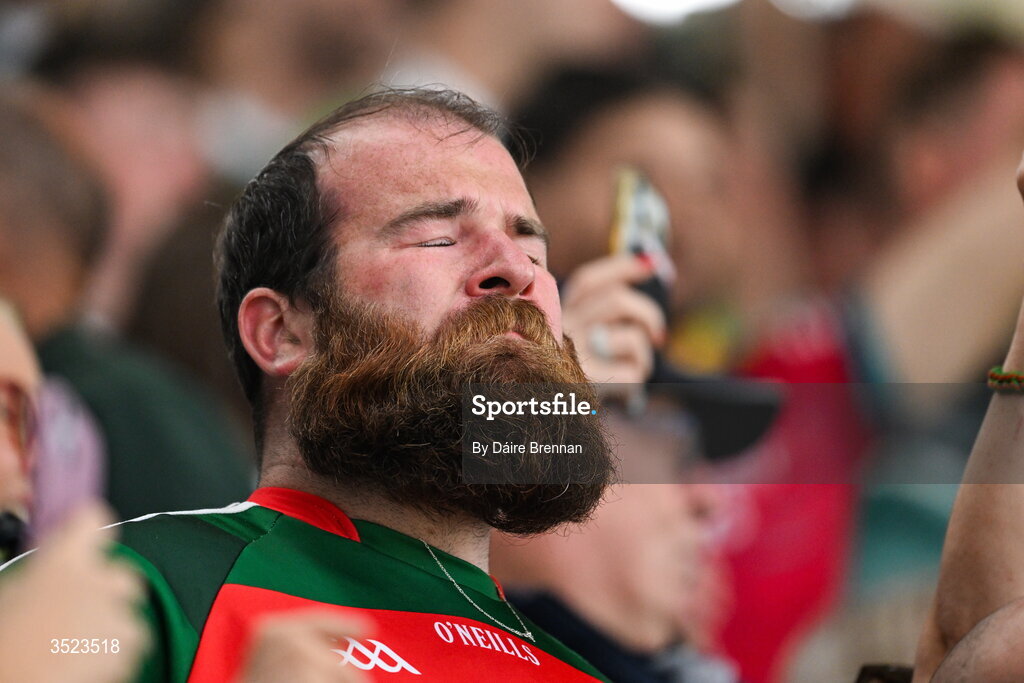 26 July 2026; A Mayo supporter takes it all in after his side's victory in the GAA Football All-Ireland Senior Championship final match between Kerry and Mayo at Croke Park in Dublin. Photo by Dáire Brennan/Sportsfile