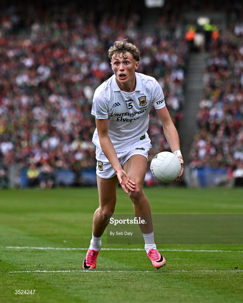 26 July 2026; Kobe McDonald of Mayo during the GAA Football All-Ireland Senior Championship final match between Kerry and Mayo at Croke Park in Dublin. Photo by Seb Daly/Sportsfile