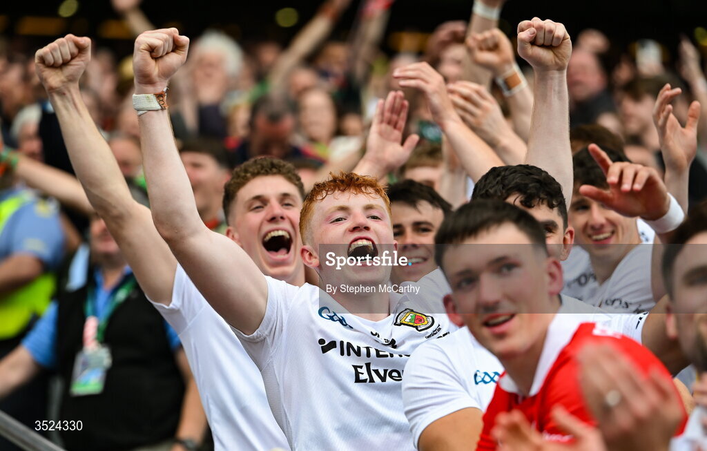 26 July 2026; Darragh Beirne of Mayo celebrates after the GAA Football All-Ireland Senior Championship final match between Kerry and Mayo at Croke Park in Dublin. Photo by Stephen McCarthy/Sportsfile