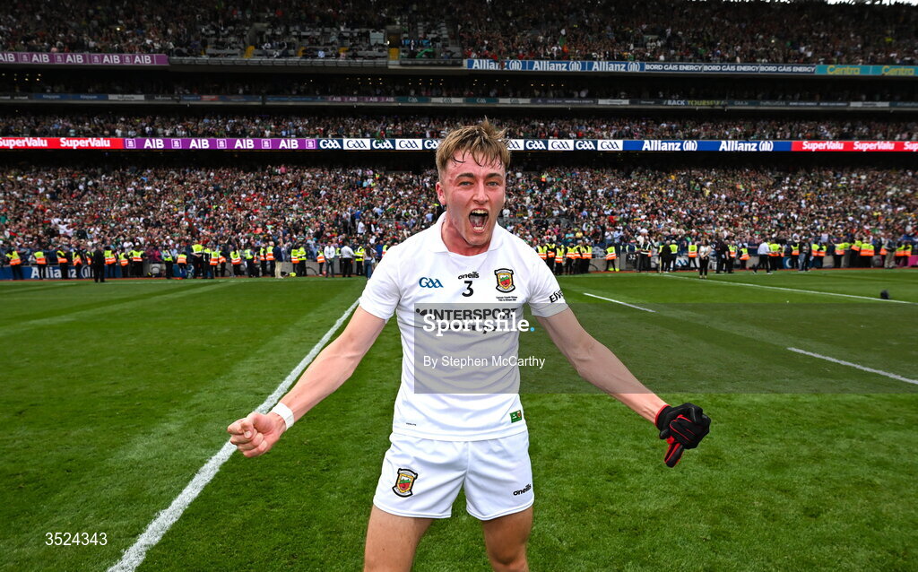 26 July 2026; Donnacha McHugh of Mayo celebrates after the GAA Football All-Ireland Senior Championship final match between Kerry and Mayo at Croke Park in Dublin. Photo by Stephen McCarthy/Sportsfile