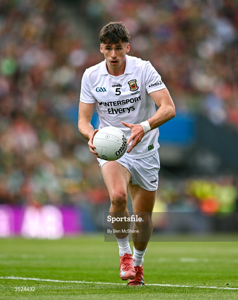26 July 2026; Sam Callinan of Mayo during the GAA Football All-Ireland Senior Championship final match between Kerry and Mayo at Croke Park in Dublin. Photo by Ben McShane/Sportsfile