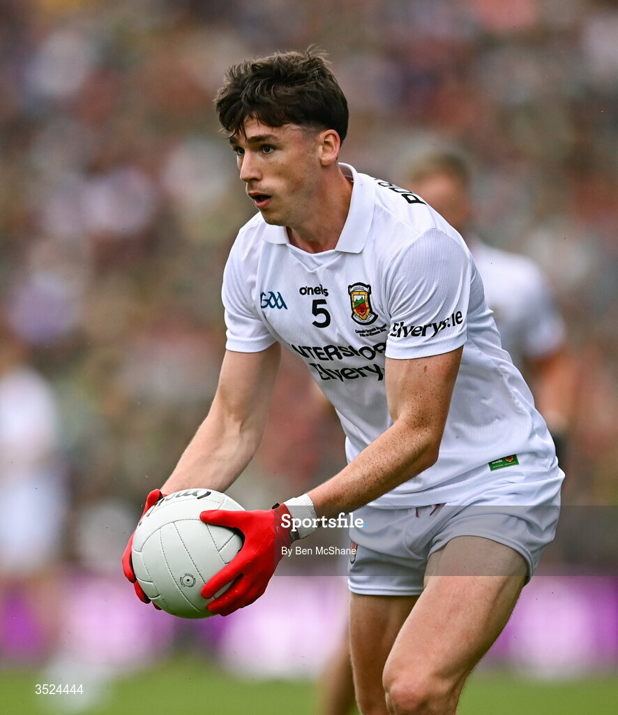 26 July 2026; Sam Callinan of Mayo during the GAA Football All-Ireland Senior Championship final match between Kerry and Mayo at Croke Park in Dublin. Photo by Ben McShane/Sportsfile