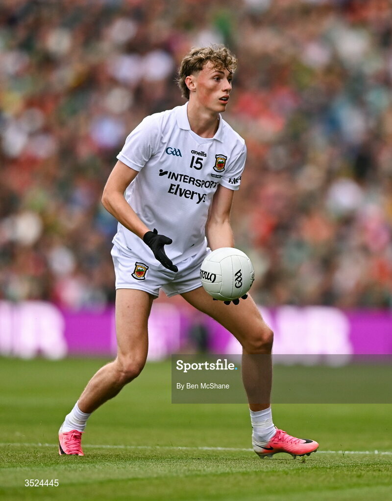 26 July 2026; Kobe McDonald of Mayo during the GAA Football All-Ireland Senior Championship final match between Kerry and Mayo at Croke Park in Dublin. Photo by Ben McShane/Sportsfile