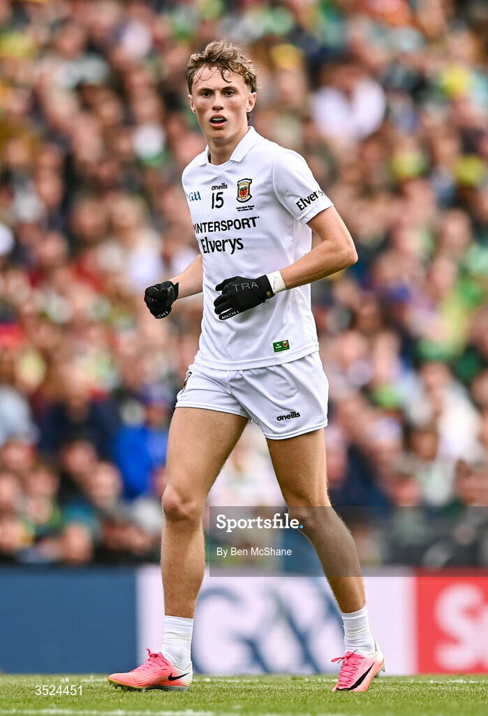 26 July 2026; Kobe McDonald of Mayo during the GAA Football All-Ireland Senior Championship final match between Kerry and Mayo at Croke Park in Dublin. Photo by Ben McShane/Sportsfile