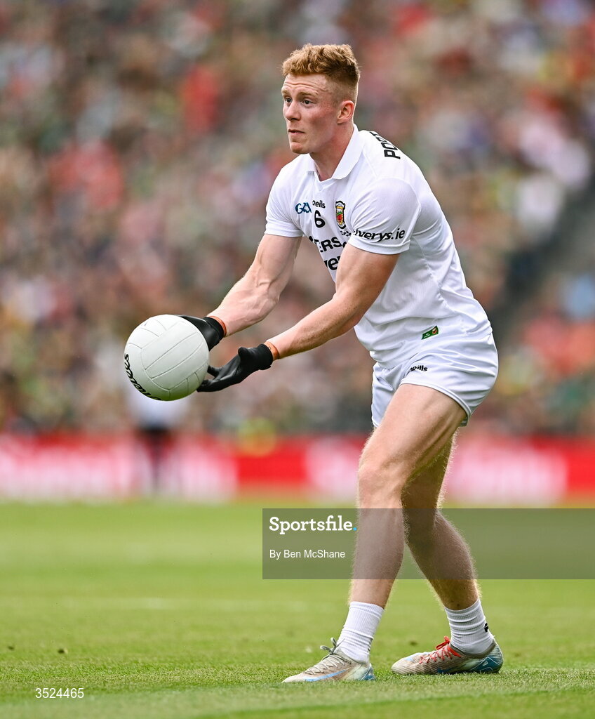 26 July 2026; David McBrien of Mayo during the GAA Football All-Ireland Senior Championship final match between Kerry and Mayo at Croke Park in Dublin. Photo by Ben McShane/Sportsfile