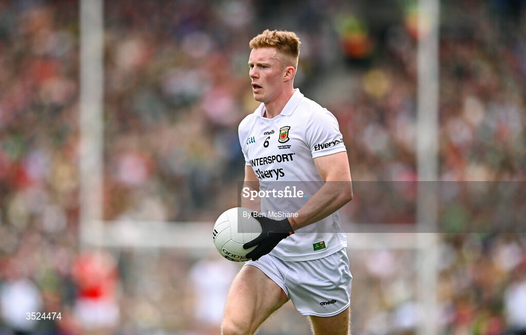 26 July 2026; David McBrien of Mayo during the GAA Football All-Ireland Senior Championship final match between Kerry and Mayo at Croke Park in Dublin. Photo by Ben McShane/Sportsfile