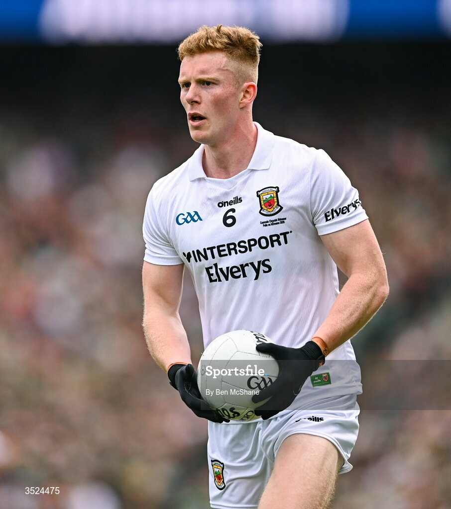 26 July 2026; David McBrien of Mayo during the GAA Football All-Ireland Senior Championship final match between Kerry and Mayo at Croke Park in Dublin. Photo by Ben McShane/Sportsfile
