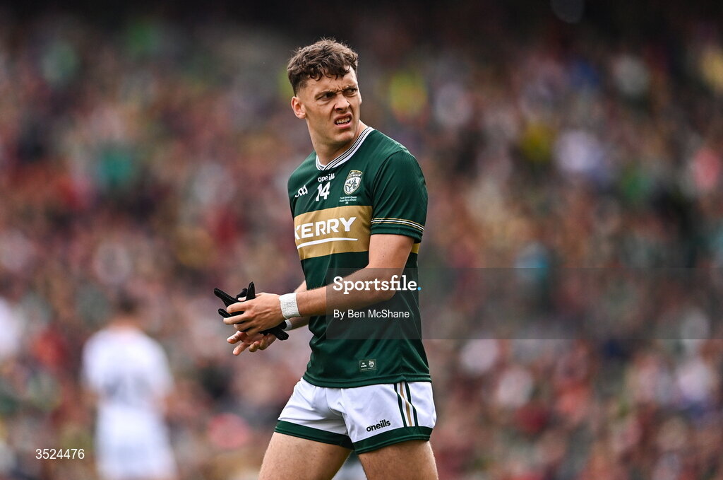 26 July 2026; David Clifford of Kerry during the GAA Football All-Ireland Senior Championship final match between Kerry and Mayo at Croke Park in Dublin. Photo by Ben McShane/Sportsfile