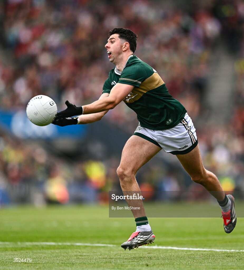 26 July 2026; Dylan Geaney of Kerry during the GAA Football All-Ireland Senior Championship final match between Kerry and Mayo at Croke Park in Dublin. Photo by Ben McShane/Sportsfile